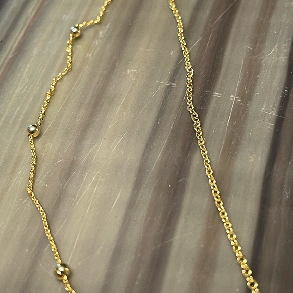 Sterling Silver Gold Plated Crescent Moon Double Strand Crystal Necklace - Picture 6 of 11